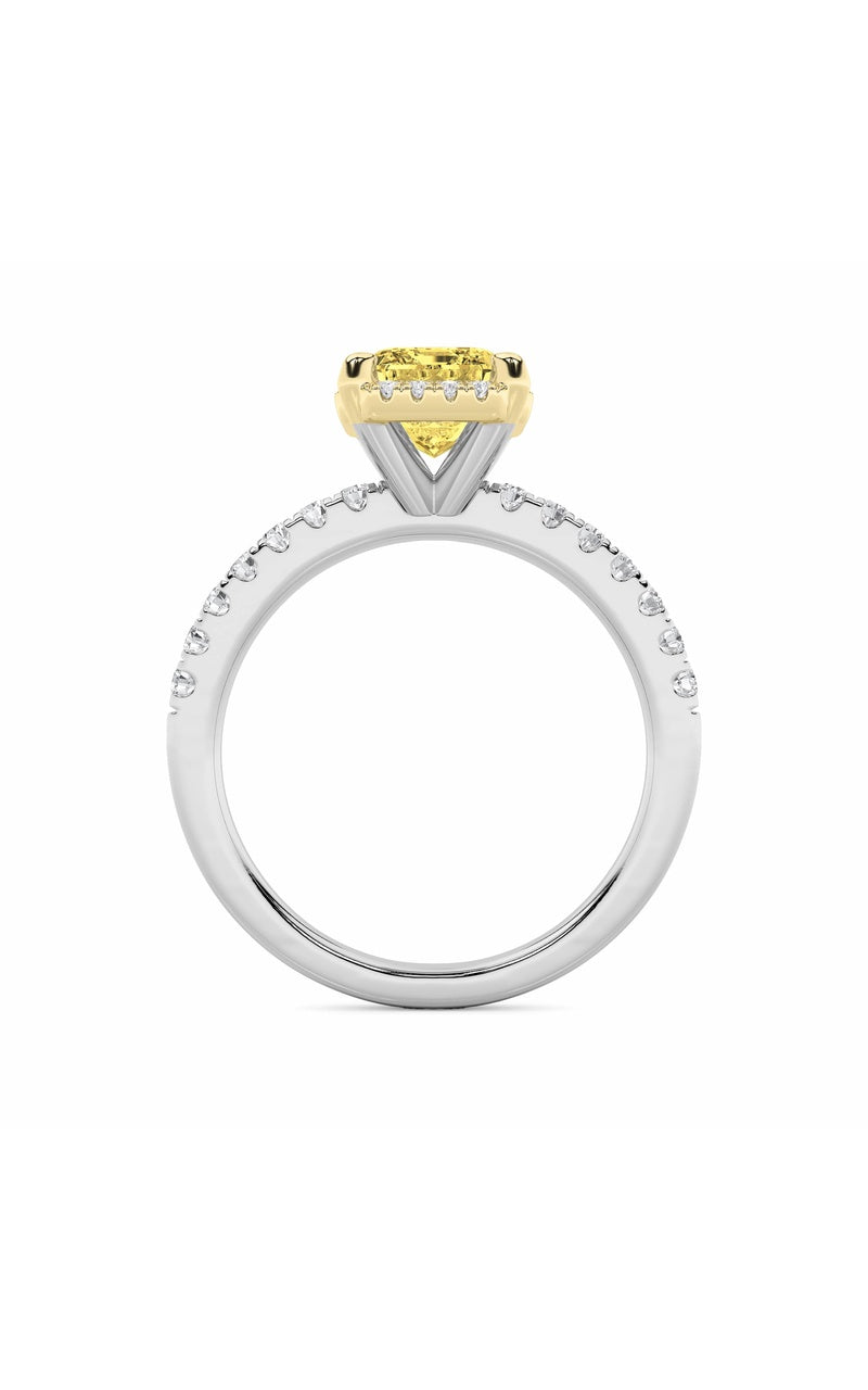 2Cttw Radiant Shaped Lab Grown Diamond (F/VS) Halo Accented Engagement Ring in 14K Gold