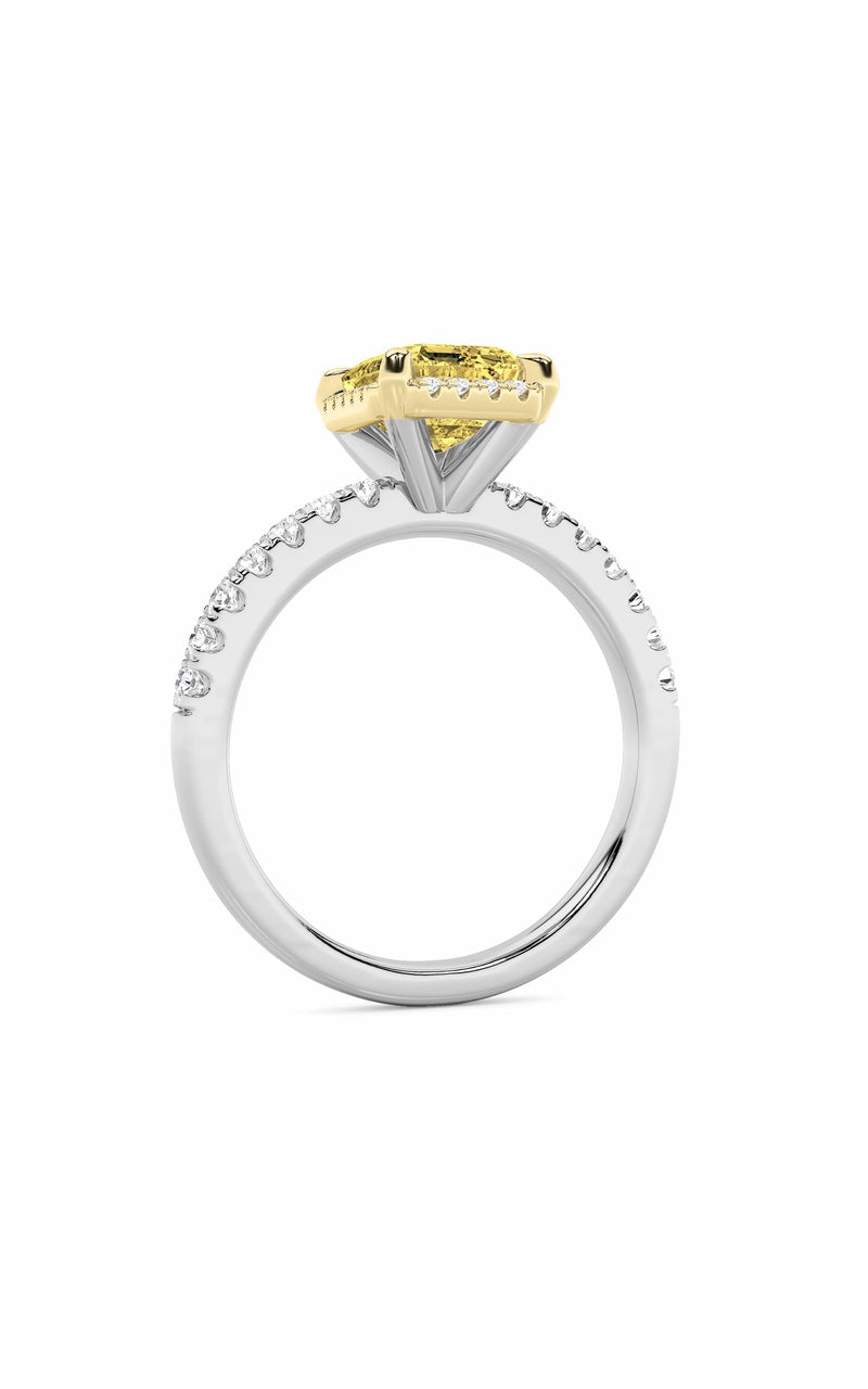 2Cttw Radiant Shaped Lab Grown Diamond (F/VS) Halo Accented Engagement Ring in 14K Gold