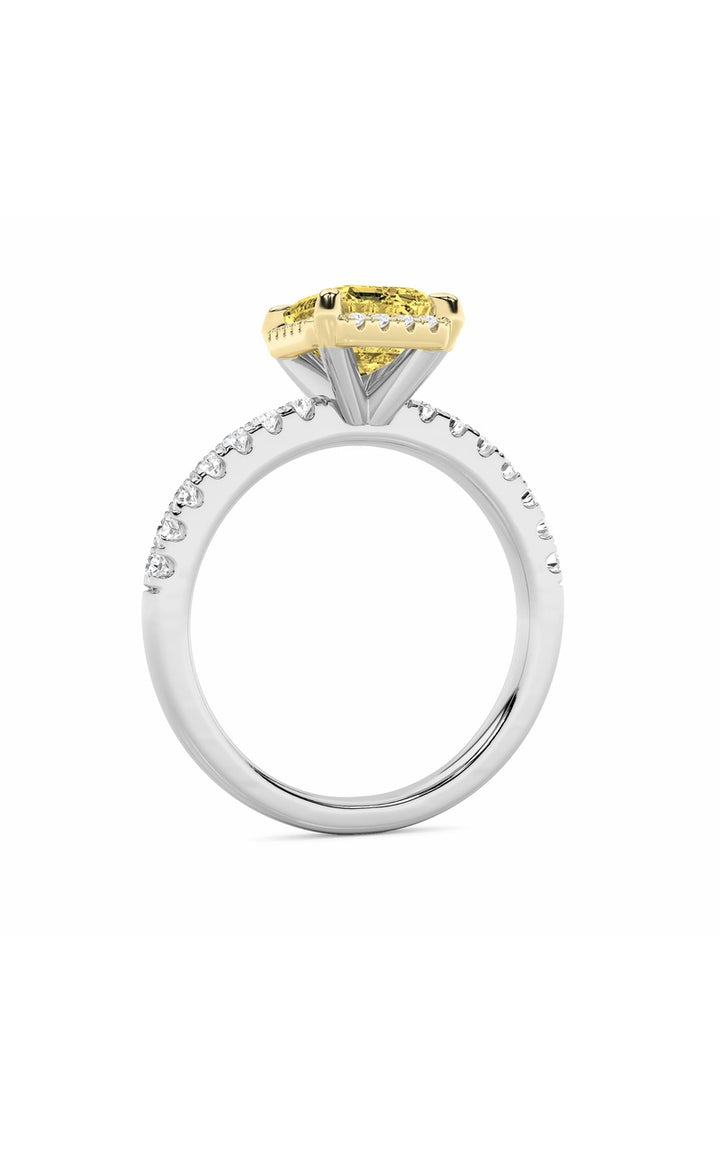 2Cttw Radiant Shaped Lab Grown Diamond (F/VS) Halo Accented Engagement Ring in 14K Gold