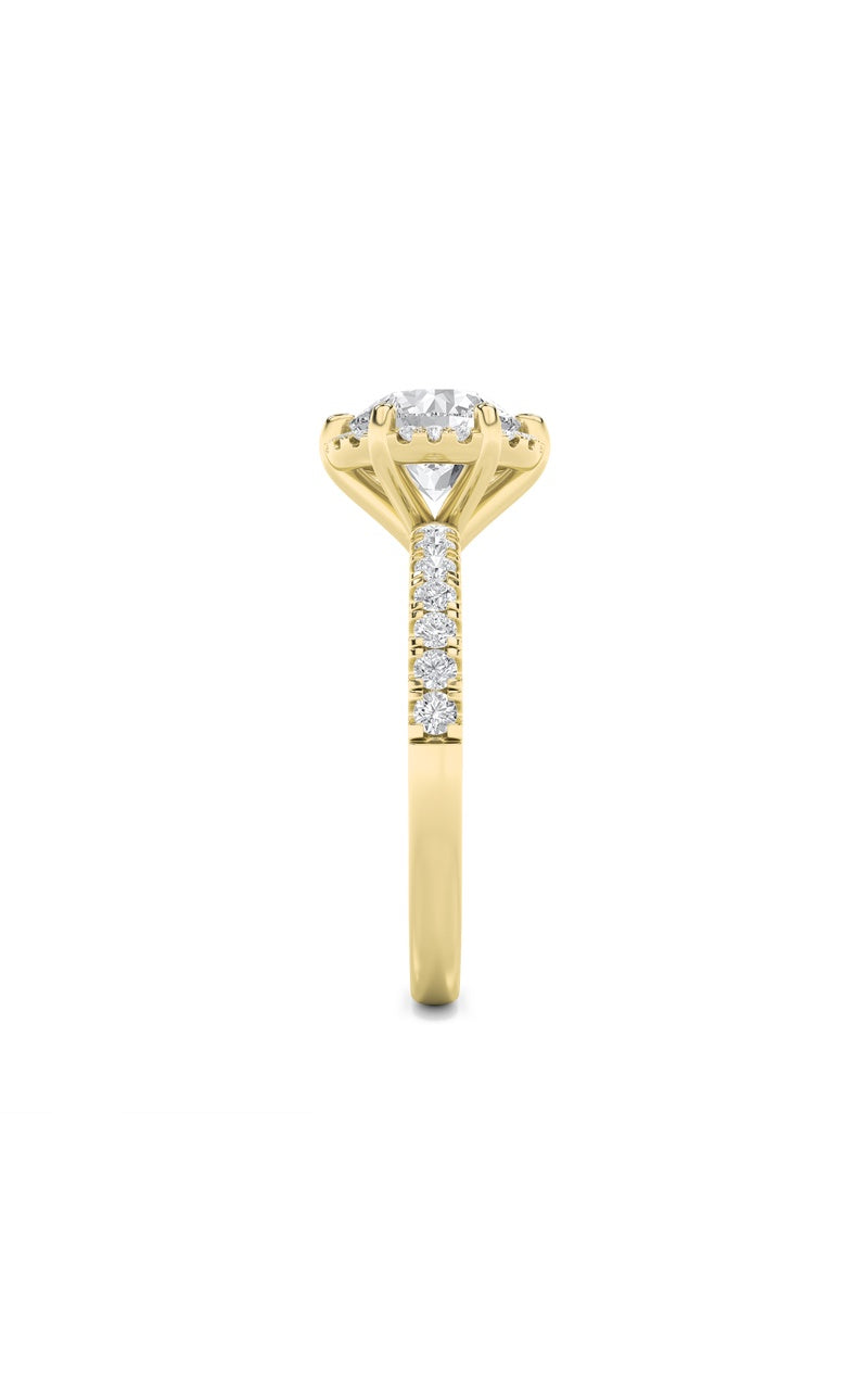 2Cttw Round Shaped Lab Grown Diamond (F/VS) Halo Accented Engagement Ring in 14K Gold