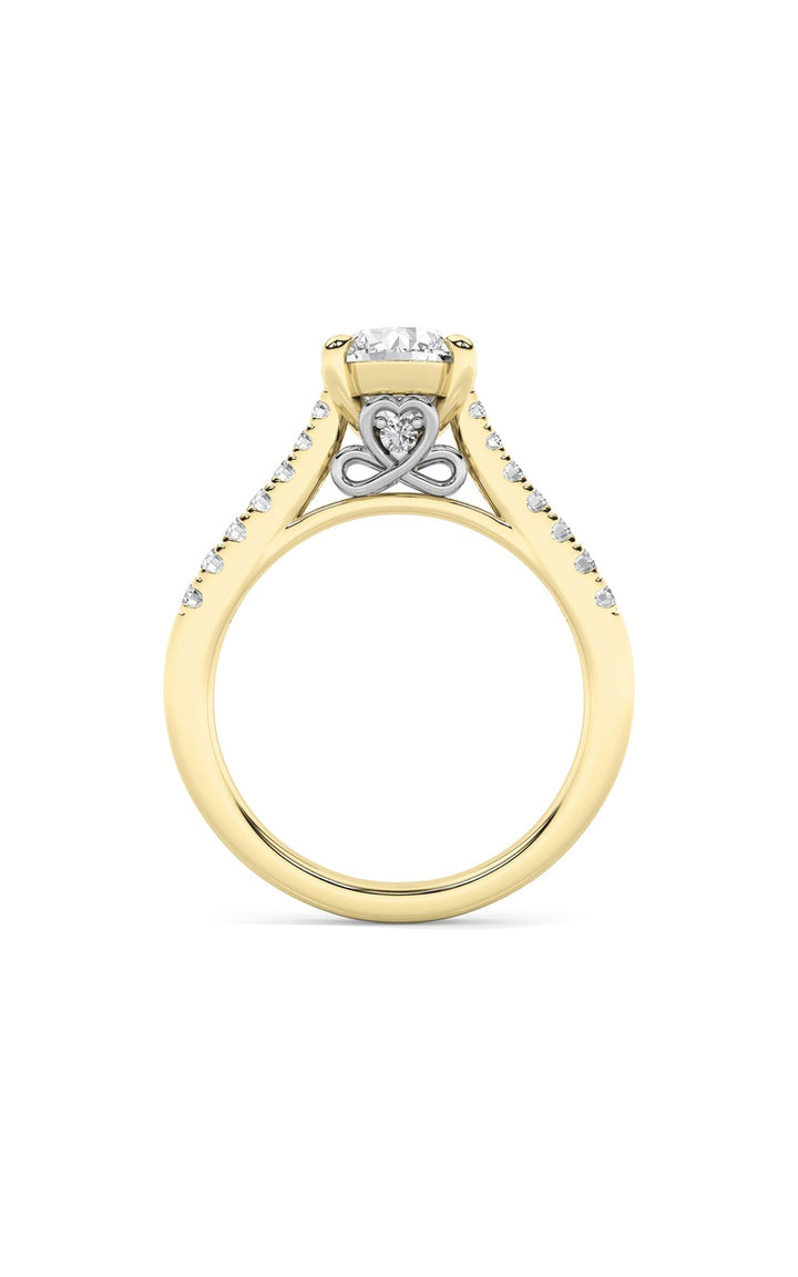 2.5Cttw Round Shaped Lab Grown Diamond (F/VS) Petite Shank Accented Engagement Ring in 14K Gold
