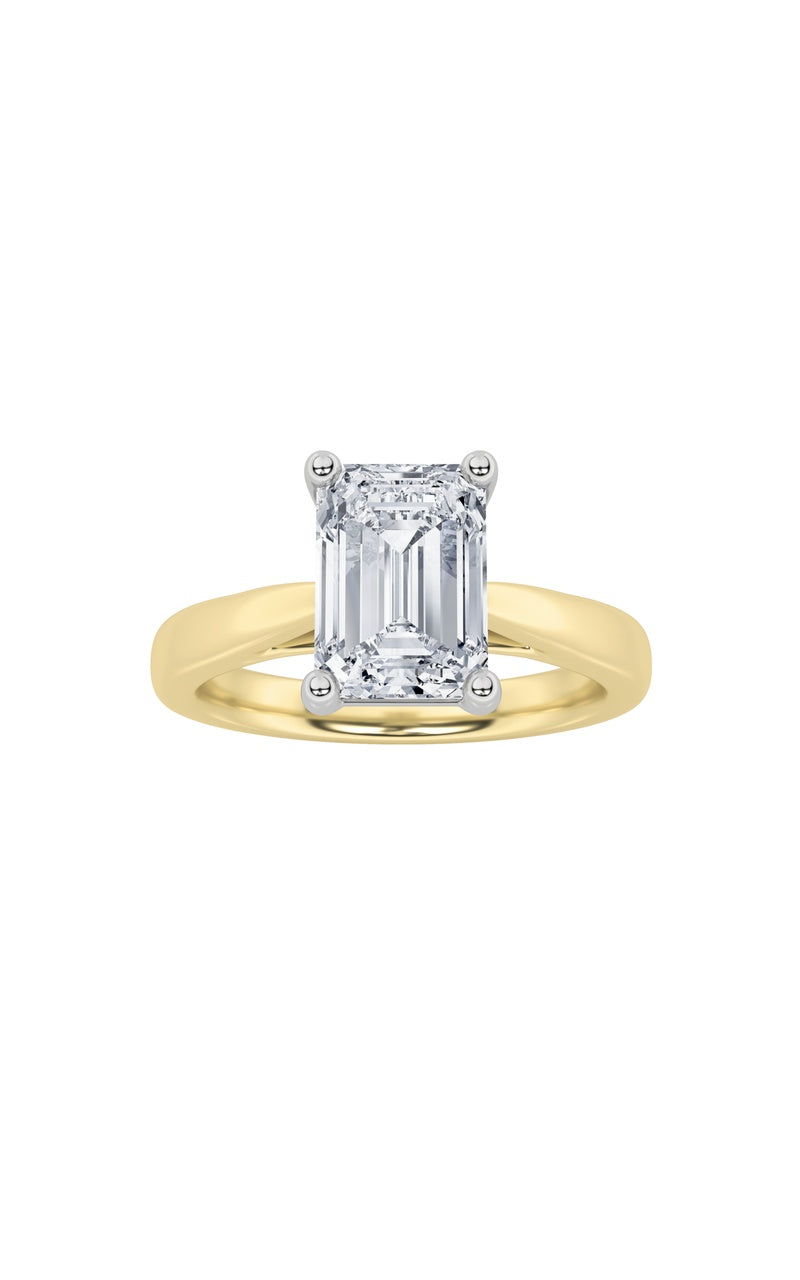 2Cttw Emerald Shaped Lab Grown Diamond (F/VS) Classic Shank Solitaire Engagement Ring in 14K Gold