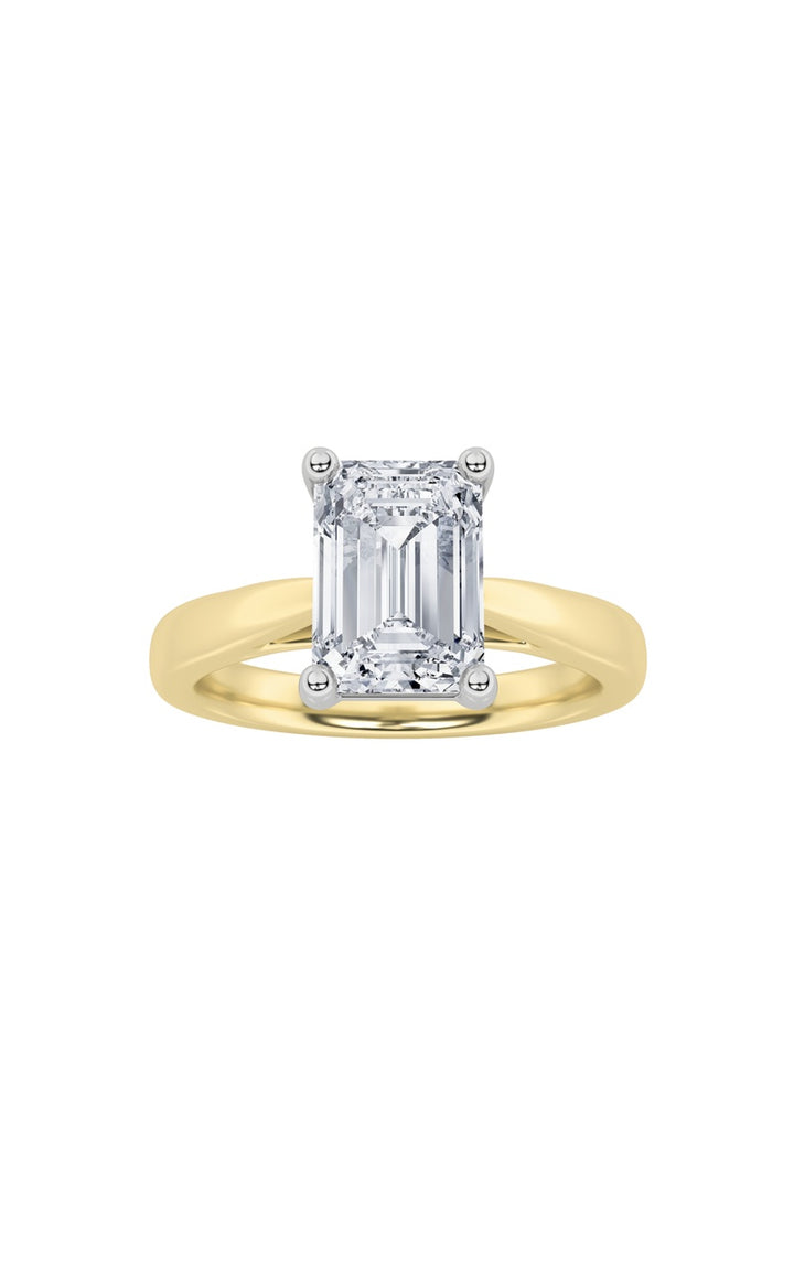 2Cttw Emerald Shaped Lab Grown Diamond (F/VS) Classic Shank Solitaire Engagement Ring in 14K Gold