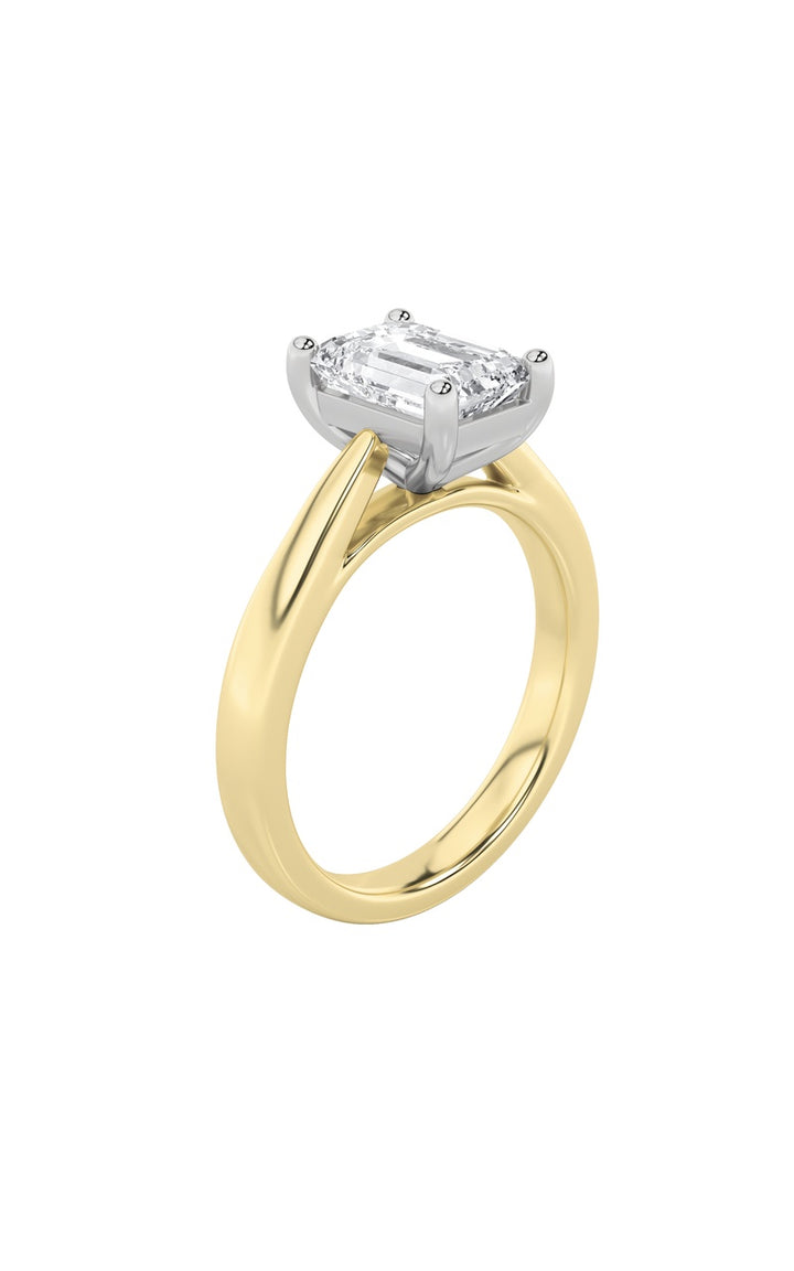 2Cttw Emerald Shaped Lab Grown Diamond (F/VS) Classic Shank Solitaire Engagement Ring in 14K Gold