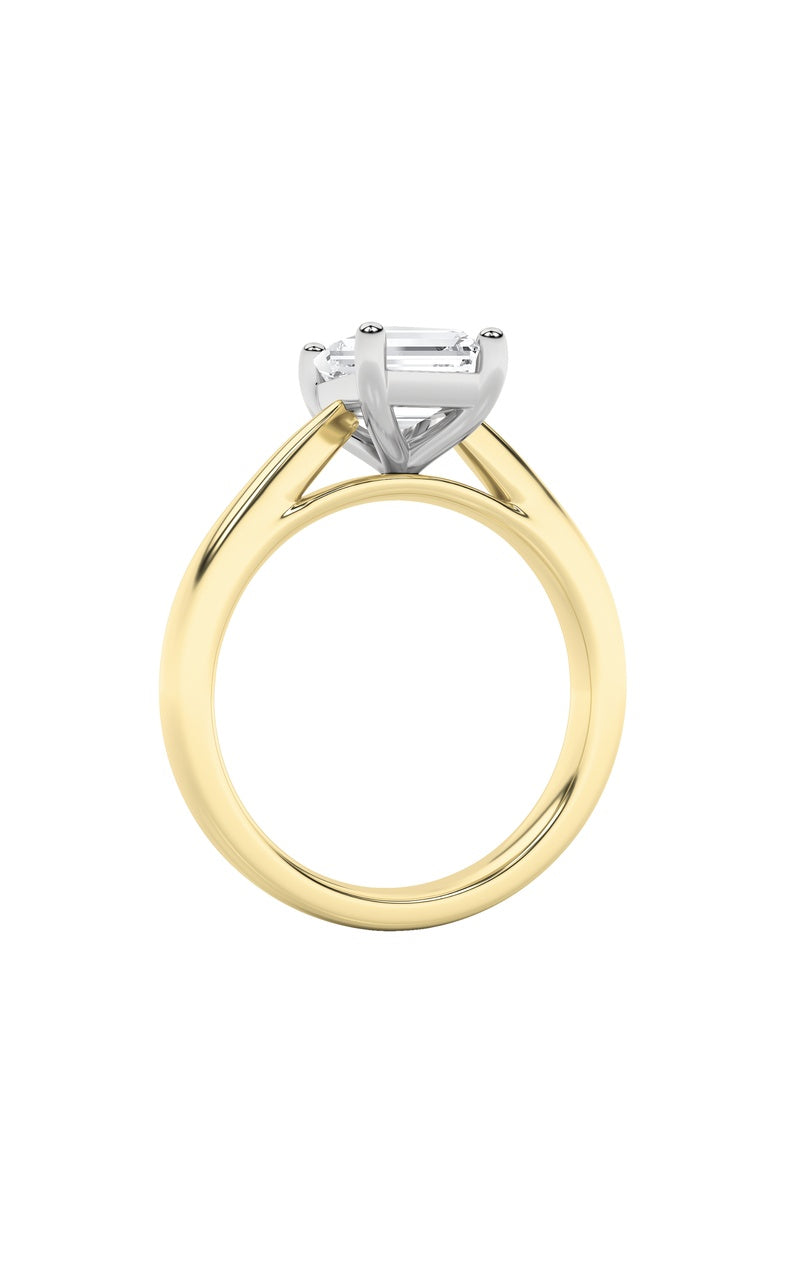 2Cttw Emerald Shaped Lab Grown Diamond (F/VS) Classic Shank Solitaire Engagement Ring in 14K Gold