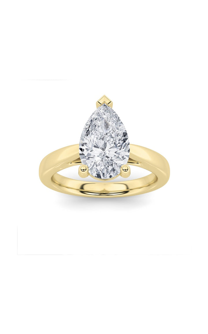 2Cttw Pear Shaped Lab Grown Diamond (F/VS) Classic Shank Solitaire Engagement Ring in 14K Gold