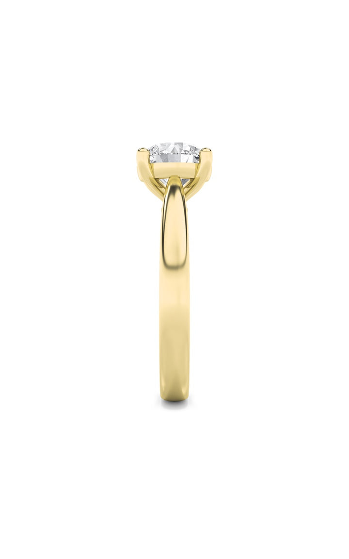 1Cttw Round Shaped Lab Grown Diamond (F/VS) Classic Shank Solitaire Engagement Ring in 14K Gold