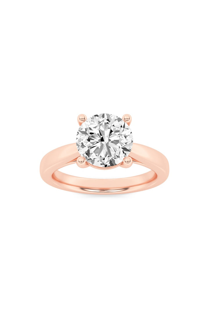 2Cttw Round Shaped Lab Grown Diamond (F/VS) Classic Shank Solitaire Engagement Ring in 14K Gold