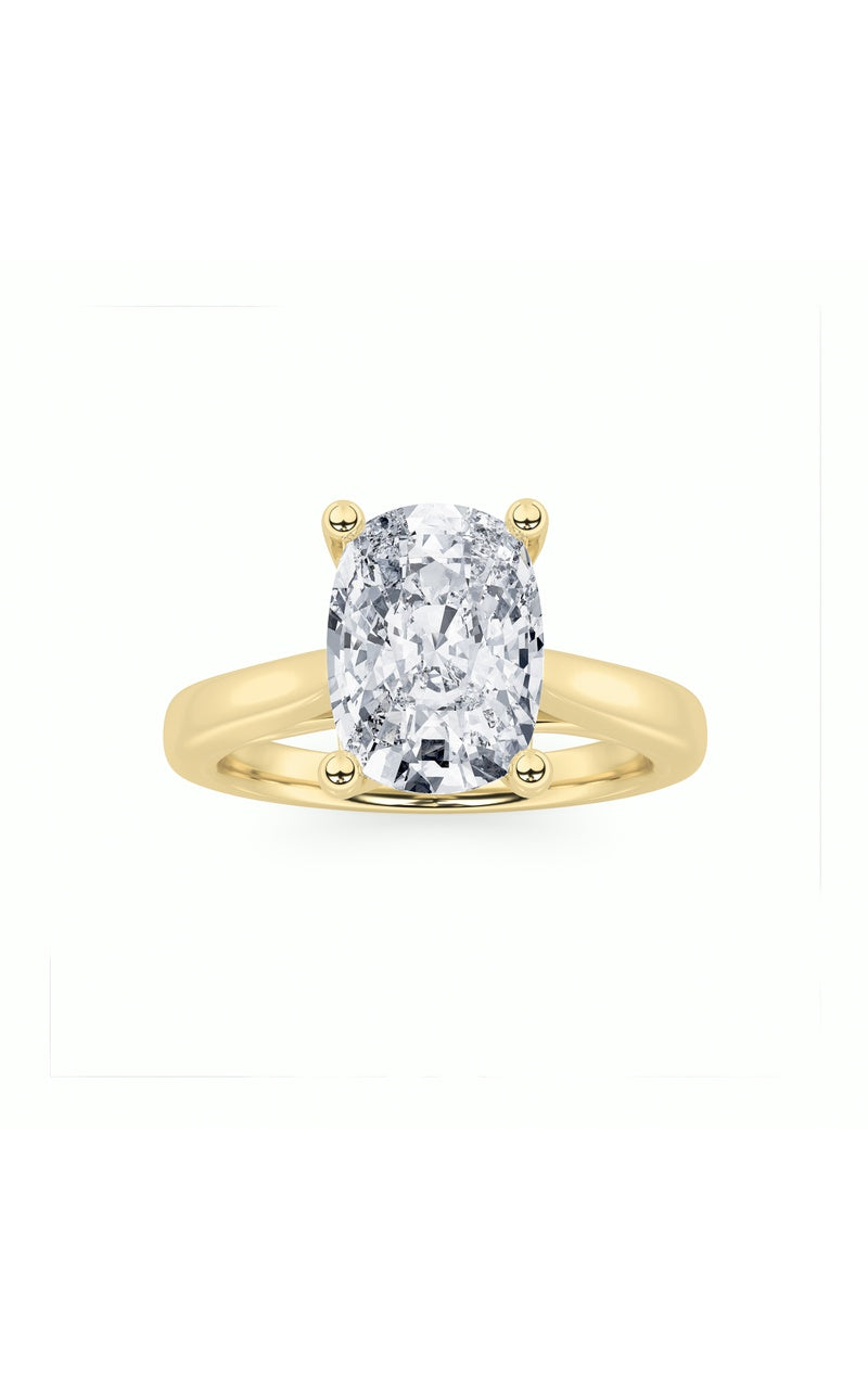 2Cttw Elongated Cushion Shaped Lab Grown Diamond (G/VS) Two Tone Cathedral Shank Engagement Ring in 14K Gold