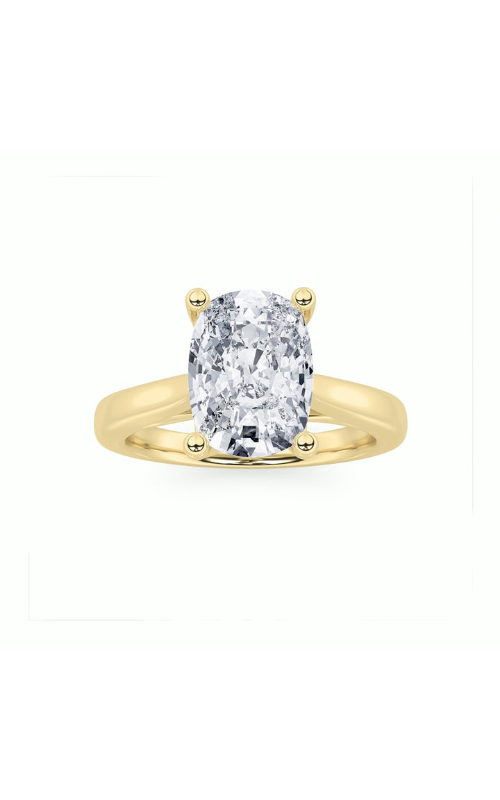 2Cttw Elongated Cushion Shaped Lab Grown Diamond (G/VS) Two Tone Cathedral Shank Engagement Ring in 14K Gold
