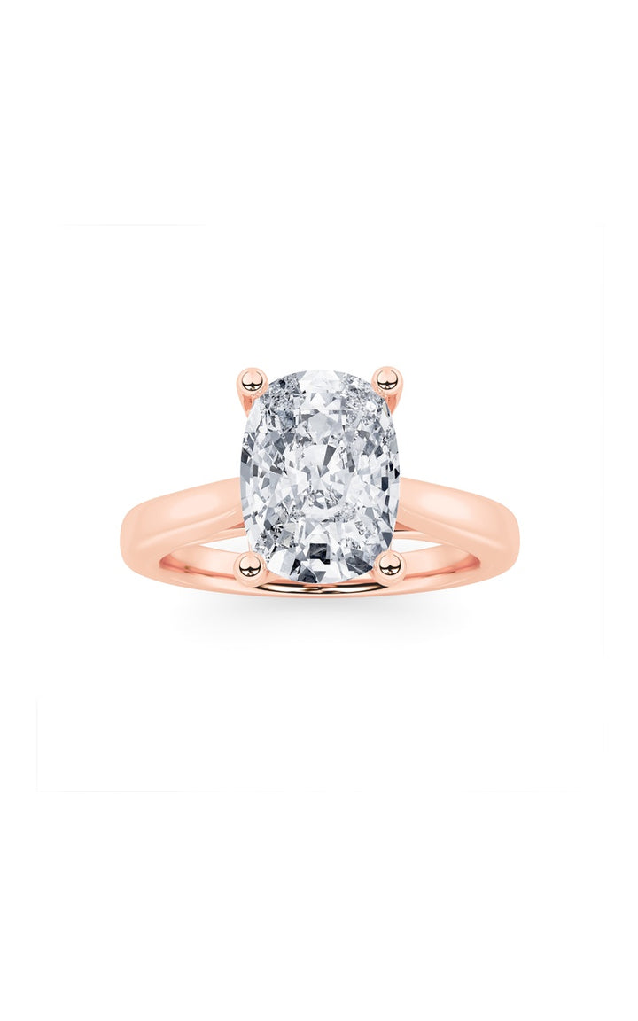 2CTW Elongated Cushion Shaped Lab Grown Diamond (G/VS) Two Tone Cathedral Shank Engagement Ring in 14K Gold