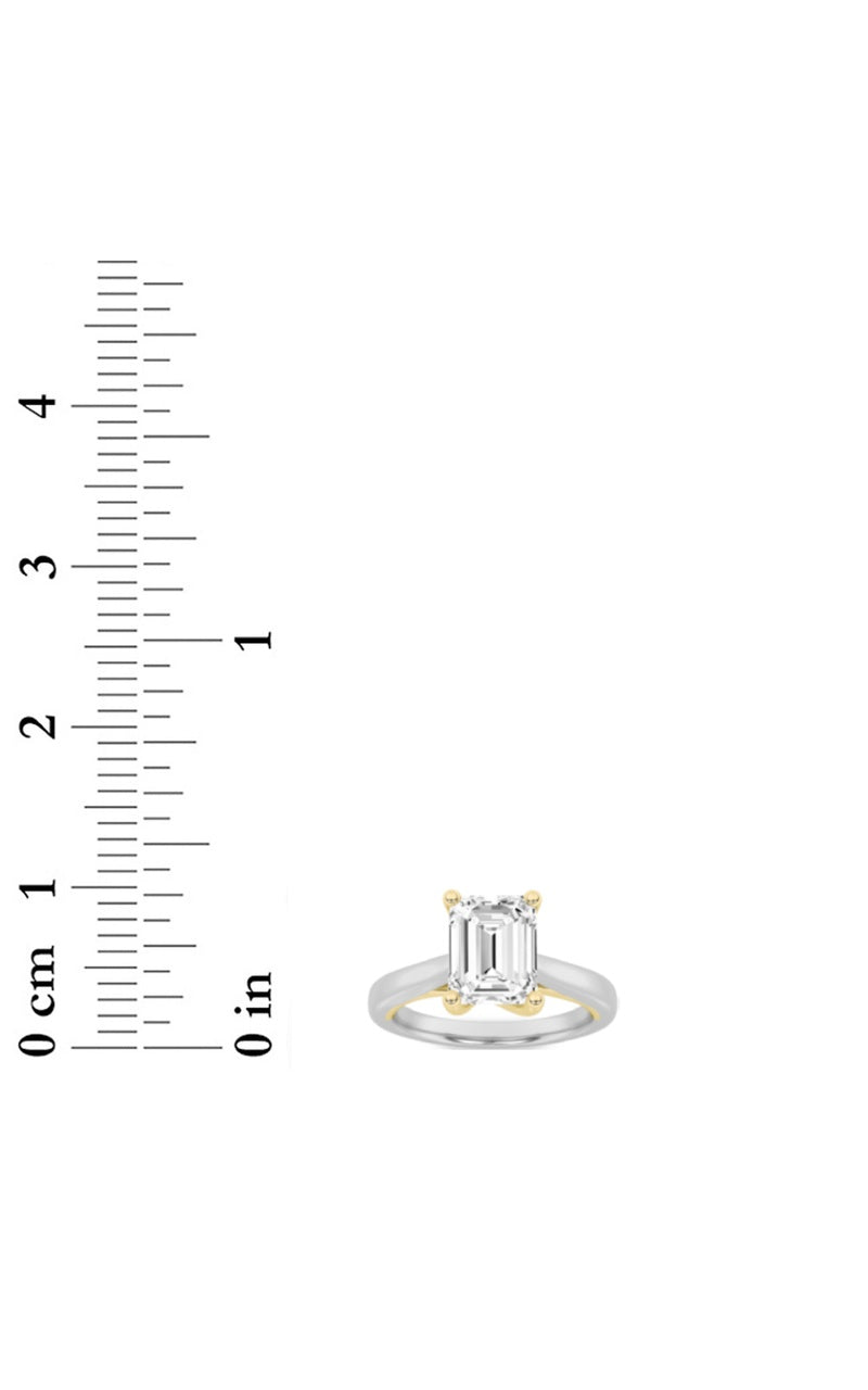 2.5Cttw Elongated Cushion Shaped Lab Grown Diamond (F/VS) Two Tone Cathedral Shank Engagement Ring in 14K Gold
