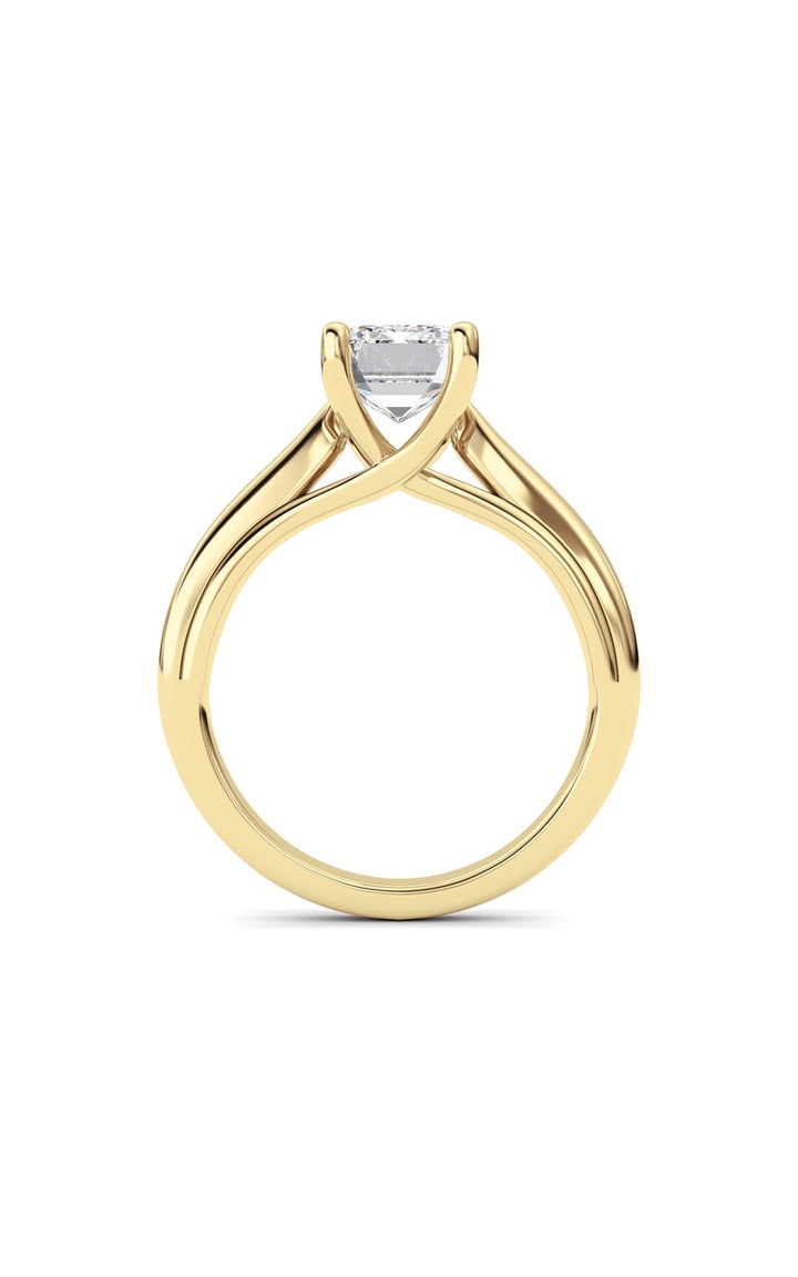 2Cttw Emerald Shaped Lab Grown Diamond (F/VS) Cathedral Shank Engagement Ring in 14K Yellow Gold