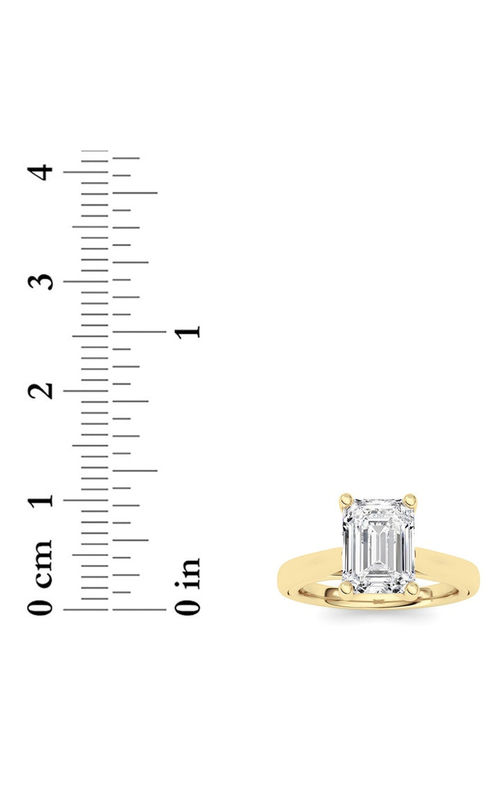 2Cttw Emerald Shaped Lab Grown Diamond (F/VS) Cathedral Shank Engagement Ring in 14K Yellow Gold