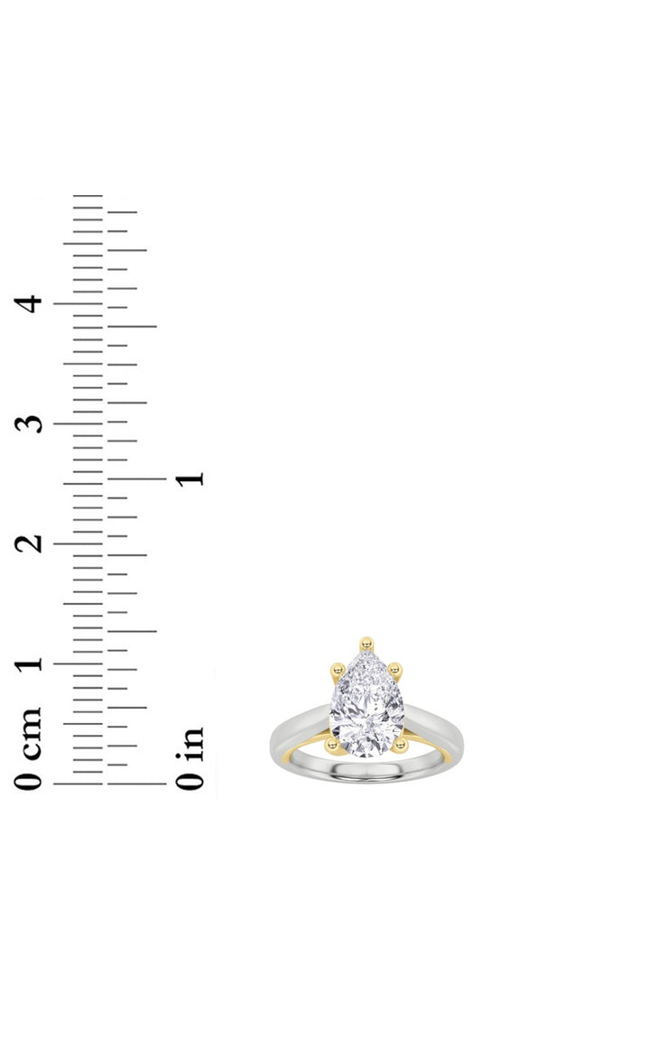 1Cttw Marquise Shaped Lab Grown Diamond (F/VS) Two Tone Six Prong Engagement Ring in 14K Gold