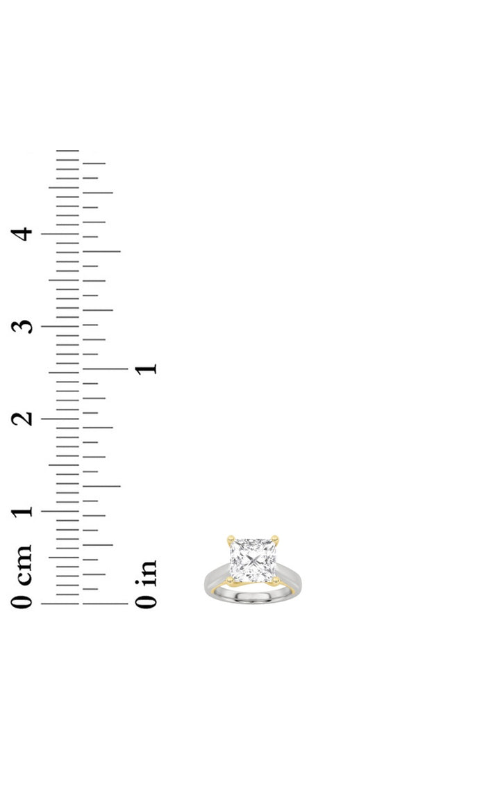 1Cttw Princess Shaped Lab Grown Diamond (F/VS) Two Tone Cathedral Shank Engagement Ring in 14K Gold