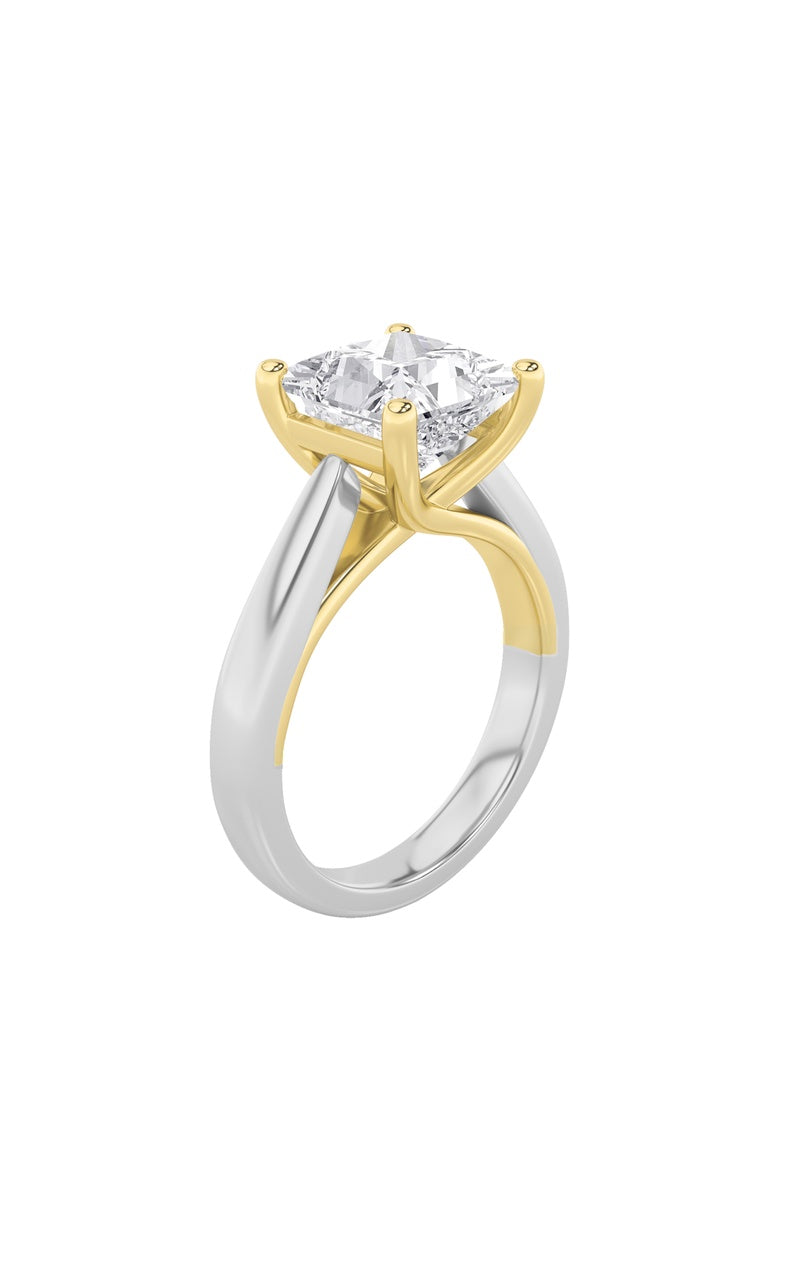 2Cttw Princess Shaped Lab Grown Diamond (G/VS) Two Tone Cathedral Shank Engagement Ring in 14K Gold