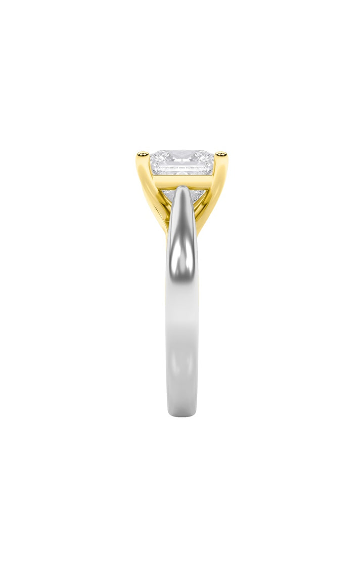 2Cttw Princess Shaped Lab Grown Diamond (G/VS) Two Tone Cathedral Shank Engagement Ring in 14K Gold