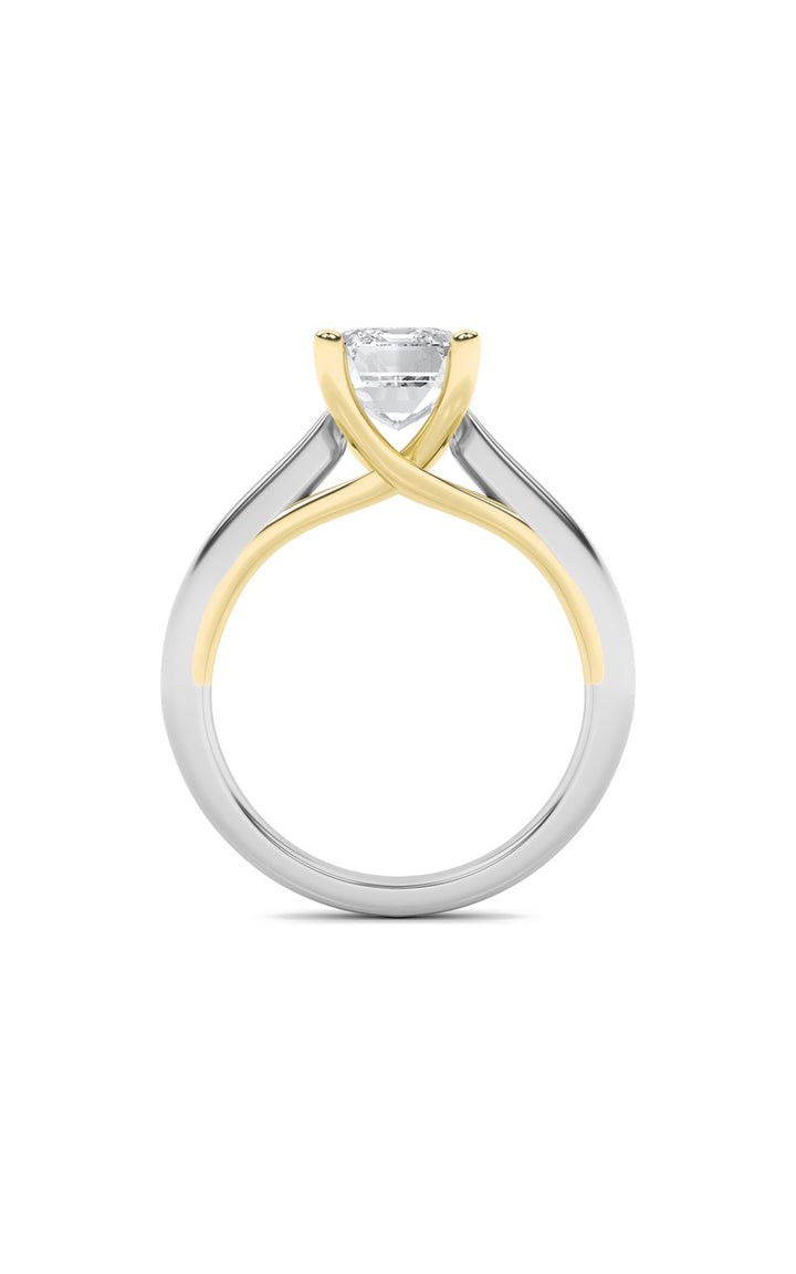 2Cttw Radiant Shaped Lab Grown Diamond (F/VS) TwoTone Cathedral Shank Engagement Ring in 14K Gold