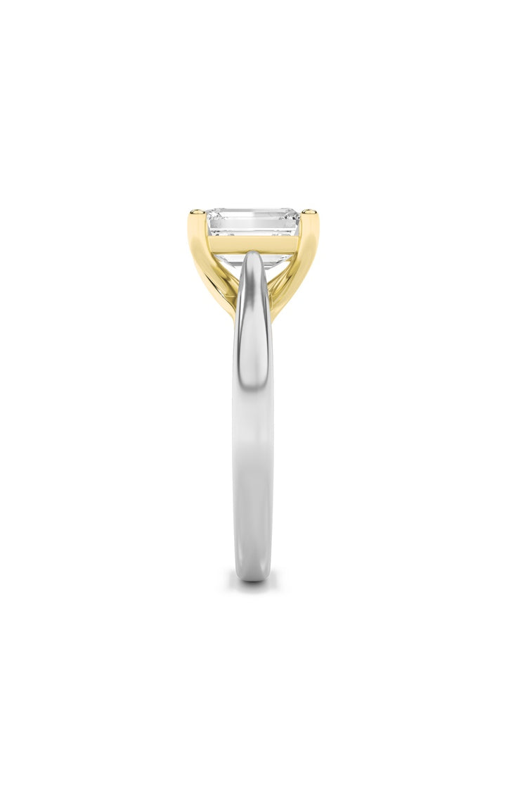 2Cttw Radiant Shaped Lab Grown Diamond (F/VS) TwoTone Cathedral Shank Engagement Ring in 14K Gold
