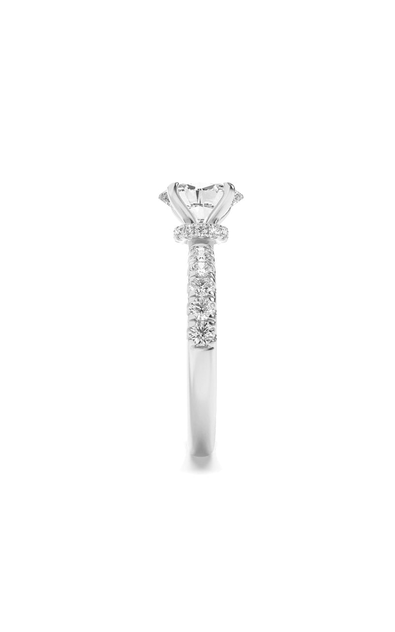 2CTW Oval Shaped Lab Grown Diamond (F/VS) Hidden Halo Accented Ring in 14K Gold