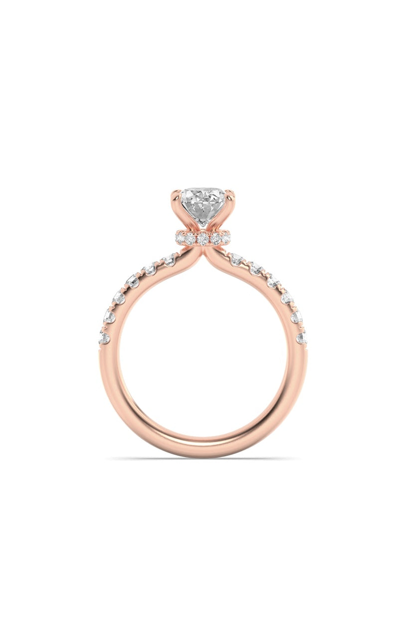 2Cttw Oval Shaped Lab Grown Diamond (F/VS) Hidden Halo Accented Ring in 14K Gold