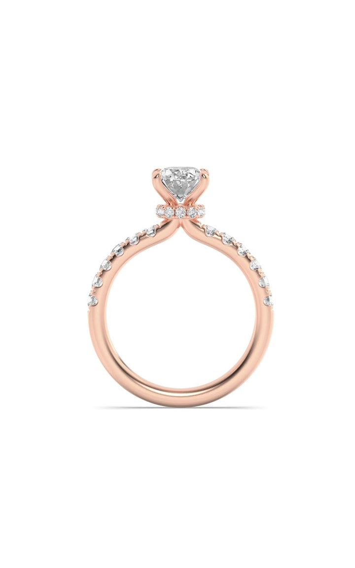 2Cttw Oval Shaped Lab Grown Diamond (F/VS) Hidden Halo Accented Ring in 14K Gold