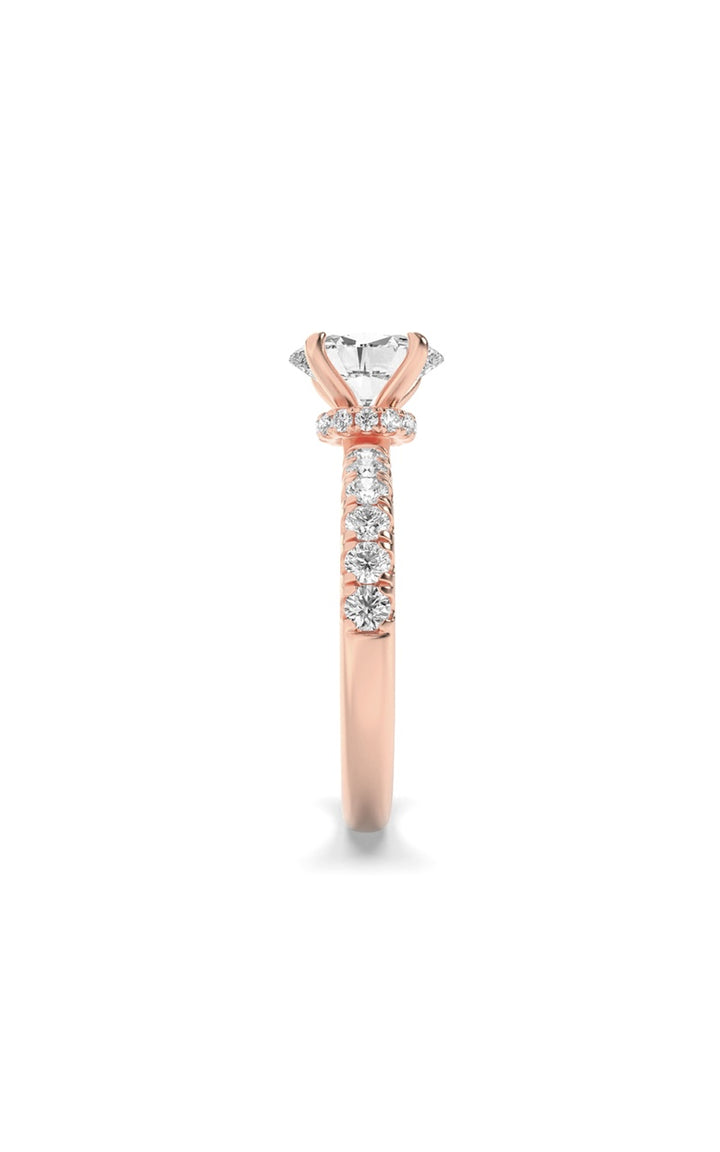 2Cttw Oval Shaped Lab Grown Diamond (F/VS) Hidden Halo Accented Ring in 14K Gold