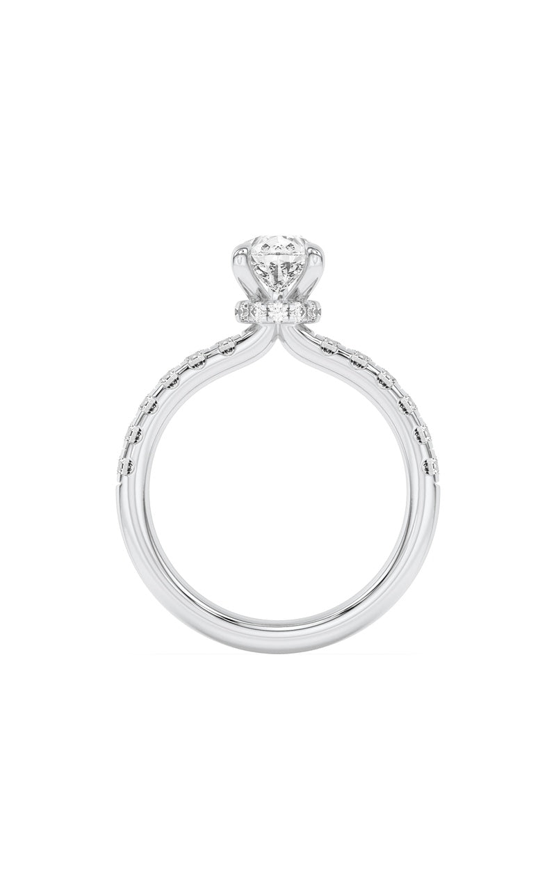 2Cttw Pear Shaped Lab Grown Diamond (F/VS) Hidden Halo Accented Ring in 14K Gold