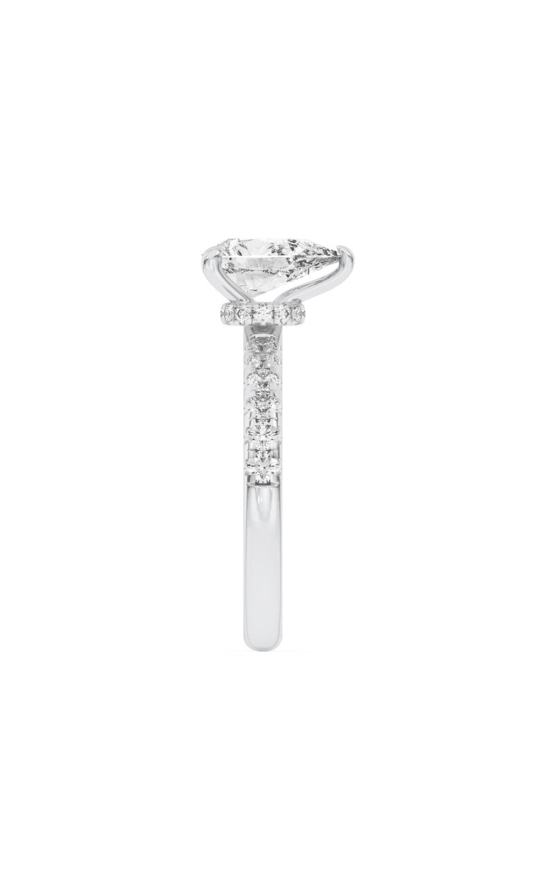 2Cttw Pear Shaped Lab Grown Diamond (F/VS) HiddenHalo Accented Ring in 14K Gold