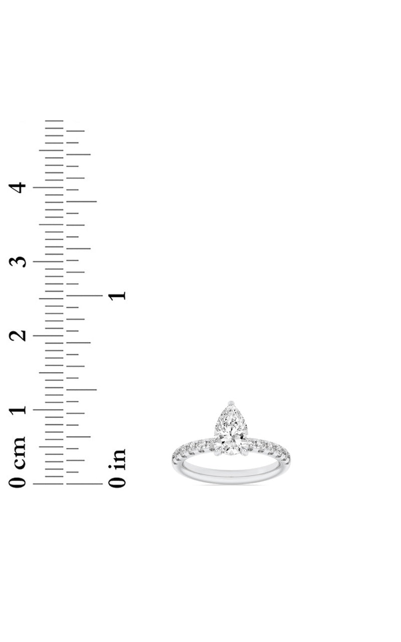 2Cttw Pear Shaped Lab Grown Diamond (F/VS) HiddenHalo Accented Ring in 14K Gold