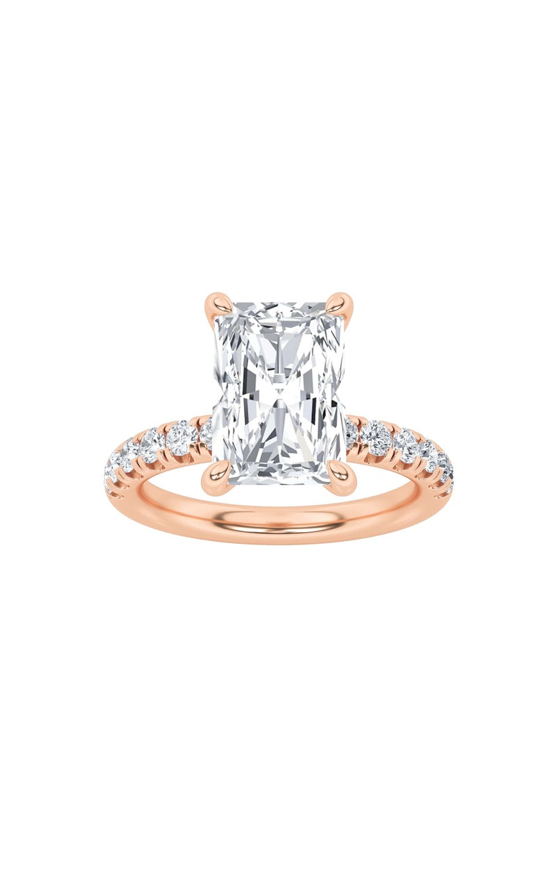 2Cttw Radiant Shaped Lab Grown Diamond (F/VS) Hidden Halo Accented Ring in 14K Gold
