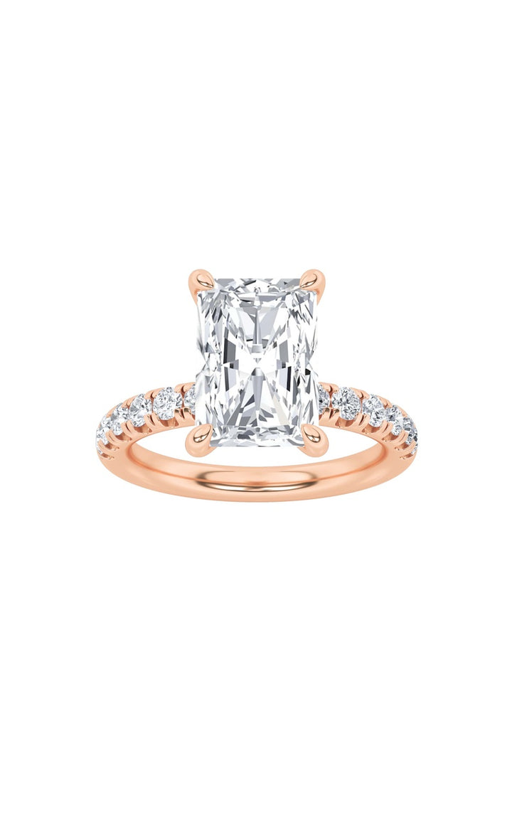 2Cttw Radiant Shaped Lab Grown Diamond (F/VS) Hidden Halo Accented Ring in 14K Gold