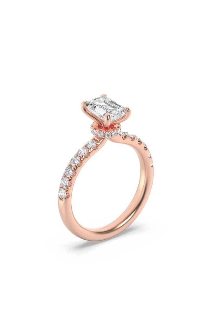 2Cttw Radiant Shaped Lab Grown Diamond (F/VS) Hidden Halo Accented Ring in 14K Gold