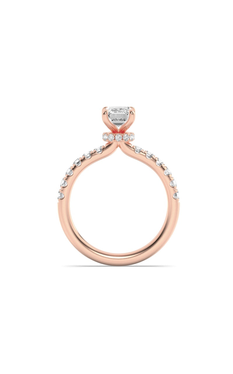2Cttw Radiant Shaped Lab Grown Diamond (F/VS) Hidden Halo Accented Ring in 14K Gold