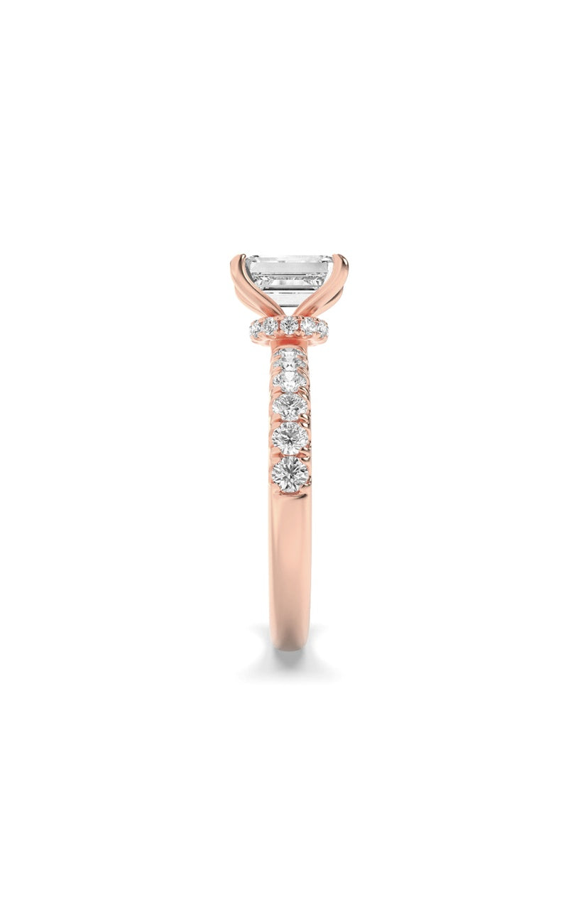 2Cttw Radiant Shaped Lab Grown Diamond (F/VS) Hidden Halo Accented Ring in 14K Gold
