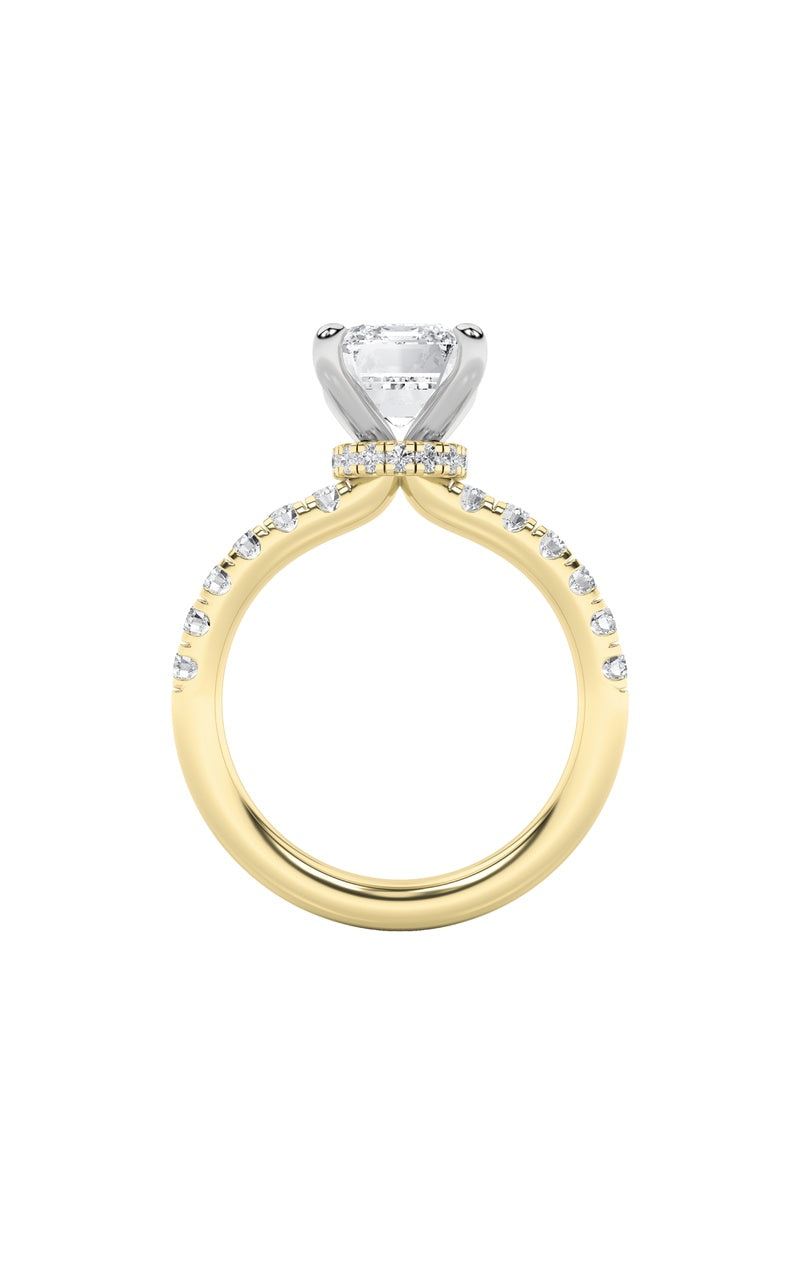 2Cttw Radiant Shaped Lab Grown Diamond (F/VS) Hidden Halo Accented Ring in 14K Gold