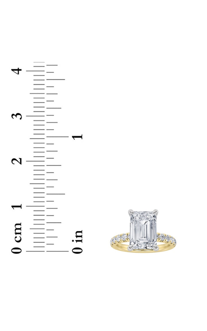 2Cttw Radiant Shaped Lab Grown Diamond (F/VS) Hidden Halo Accented Ring in 14K Gold