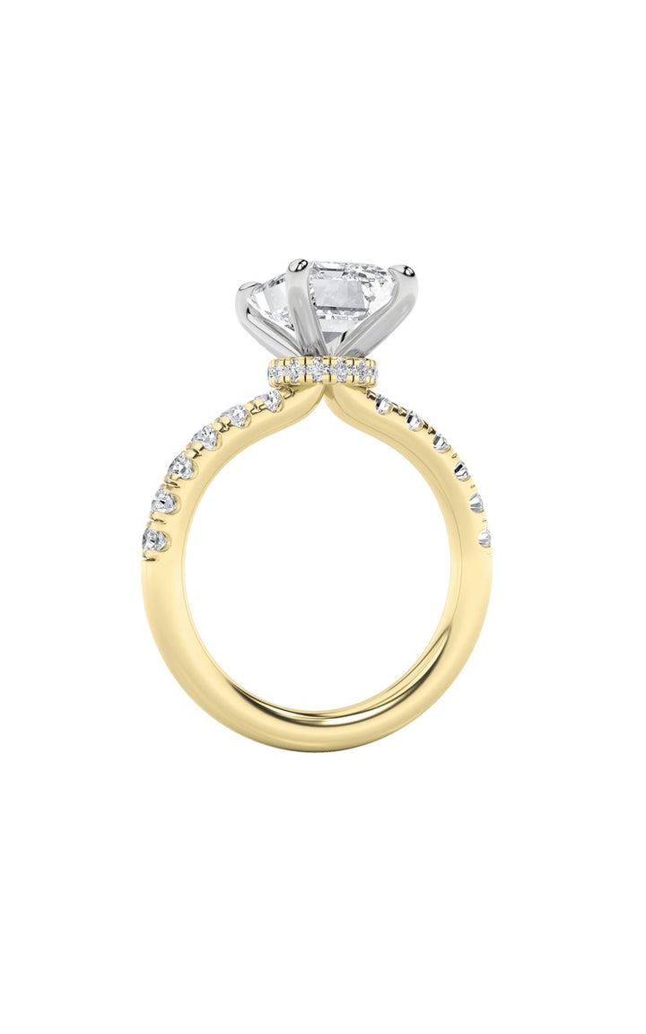 2Cttw Radiant Shaped Lab Grown Diamond (F/VS) Hidden Halo Accented Ring in 14K Gold
