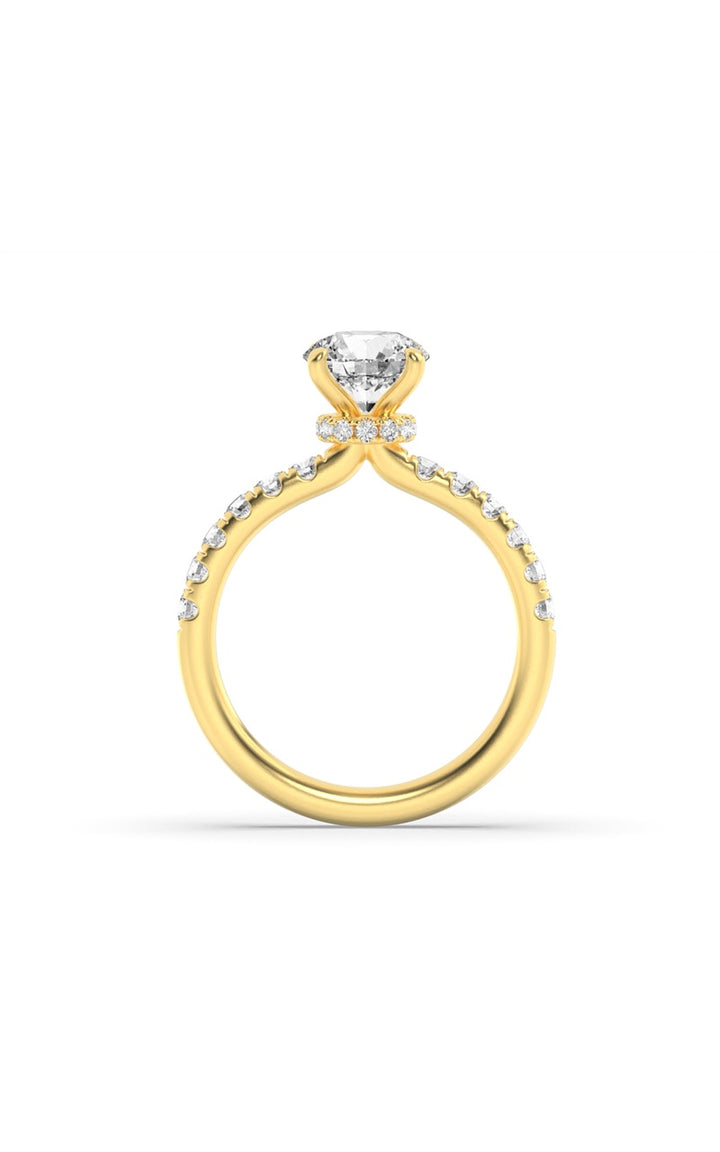 1.5Cttw Round Shaped Lab Grown Diamond (F/VS) Hidden Halo Accented Ring in 14K Gold