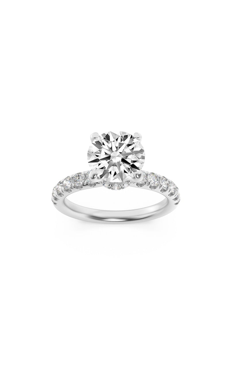 2CTW Round Shaped Lab Grown Diamond (F/VS) Hidden Halo Accented Ring in 14K Gold