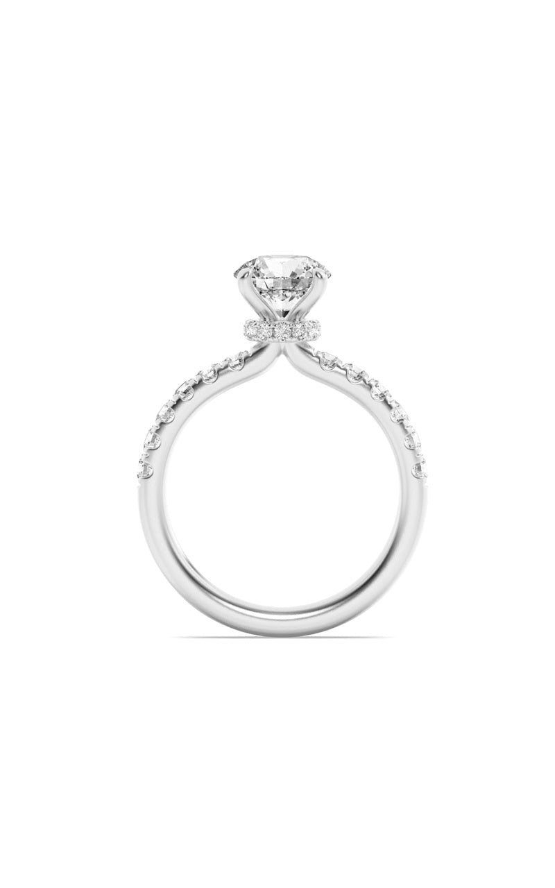 2.5CTW Round Shaped Lab Grown Diamond (F/VS) Hidden Halo Accented Ring in 14K Gold