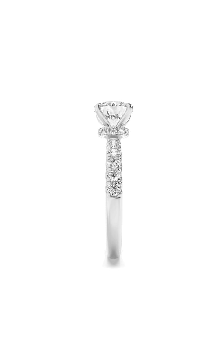 2.5CTW Round Shaped Lab Grown Diamond (F/VS) Hidden Halo Accented Ring in 14K Gold