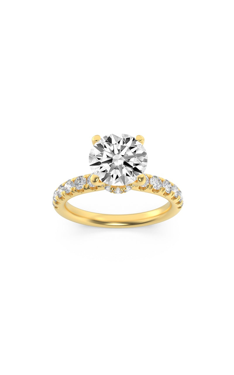 2.5Cttw Round Shaped Lab Grown Diamond (F/VS) Hidden Halo Accented Ring in 14K Gold