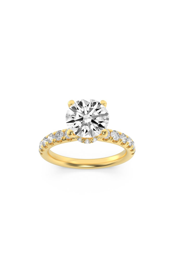 2.5Cttw Round Shaped Lab Grown Diamond (F/VS) Hidden Halo Accented Ring in 14K Gold