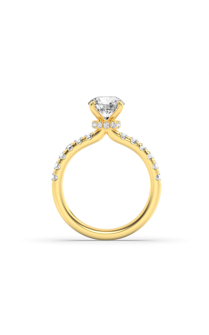 2.5Cttw Round Shaped Lab Grown Diamond (F/VS) Hidden Halo Accented Ring in 14K Gold