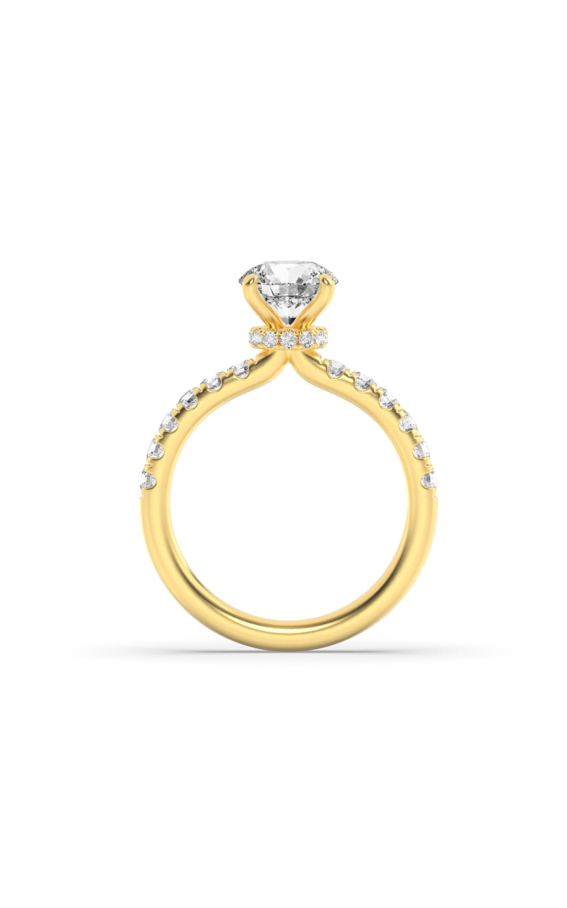 2.5CTW Round Shaped Lab Grown Diamond (F/VS) Hidden Halo Accented Ring in 14K Gold