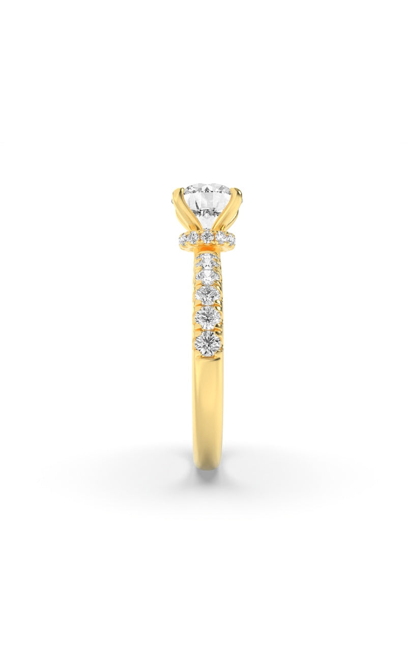 2.5CTW Round Shaped Lab Grown Diamond (F/VS) Hidden Halo Accented Ring in 14K Gold