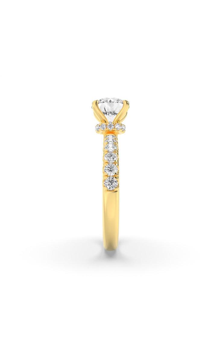 2.5CTW Round Shaped Lab Grown Diamond (F/VS) Hidden Halo Accented Ring in 14K Gold