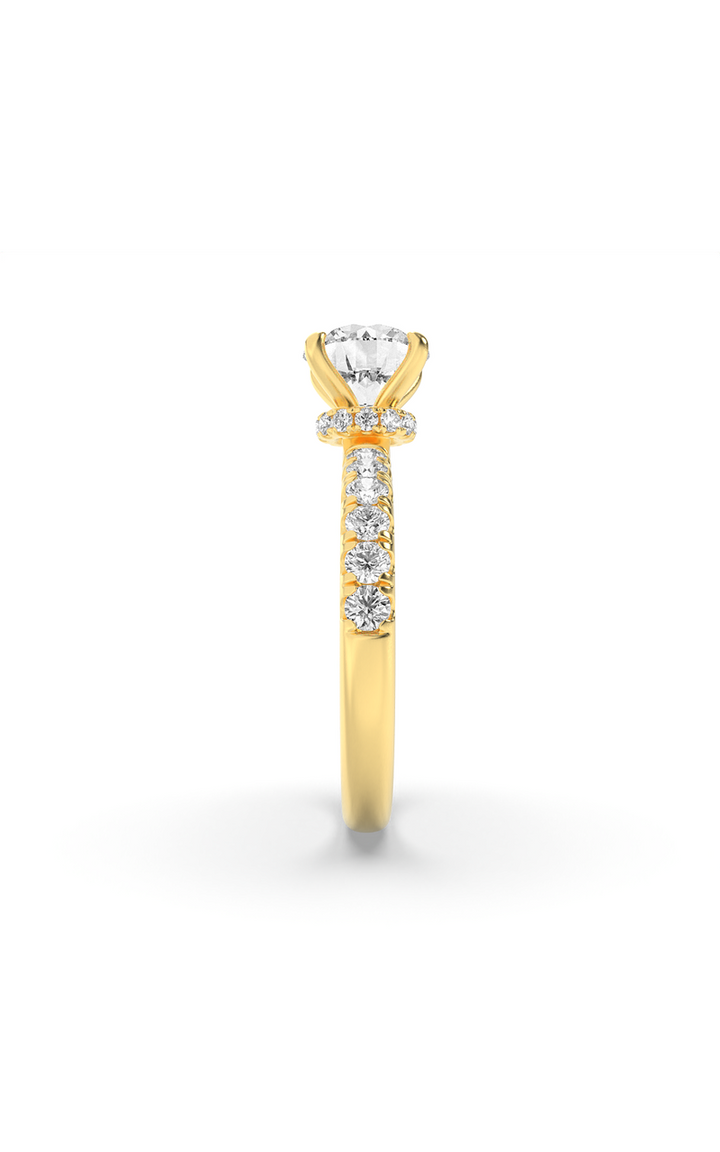 2.5Cttw Round Shaped Lab Grown Diamond (F/VS) Hidden Halo Accented Ring in 14K Gold